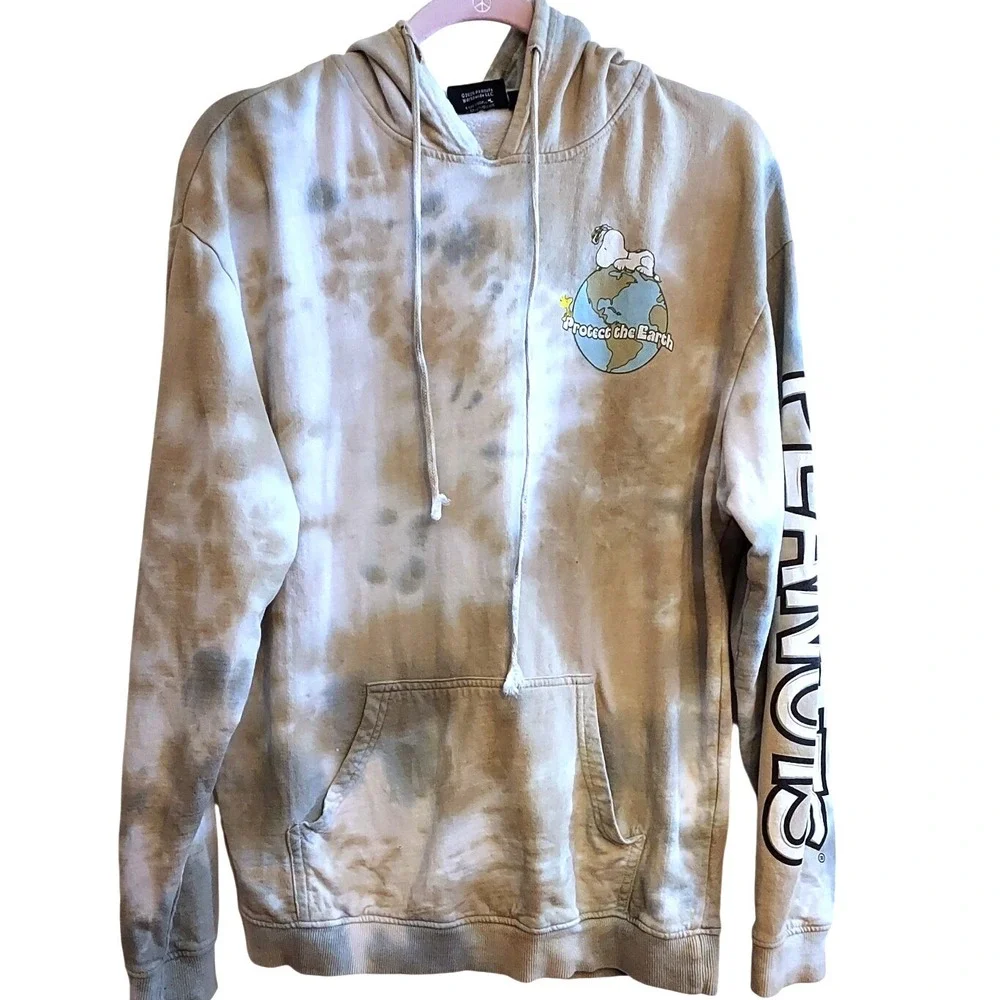 Peanuts Snoopy Protect The Earth‎ Tie Dye Hoodie Unisex Size Medium Sweatshirt